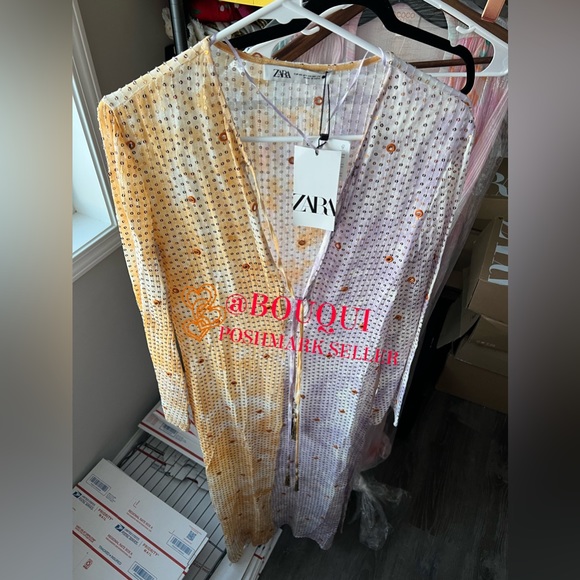 BLOGGERS FAV ZARA MULTICOLORED SEQUIN MIDI DRESS - Picture 2 of 16